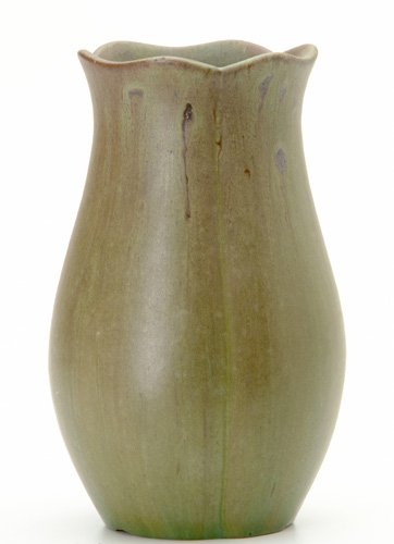 Appraisal: W J WALLEY Lobed vase in matte green and brown