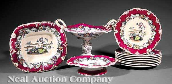 Appraisal: A Derby Porcelain Transferware Dessert Service th c comprising a