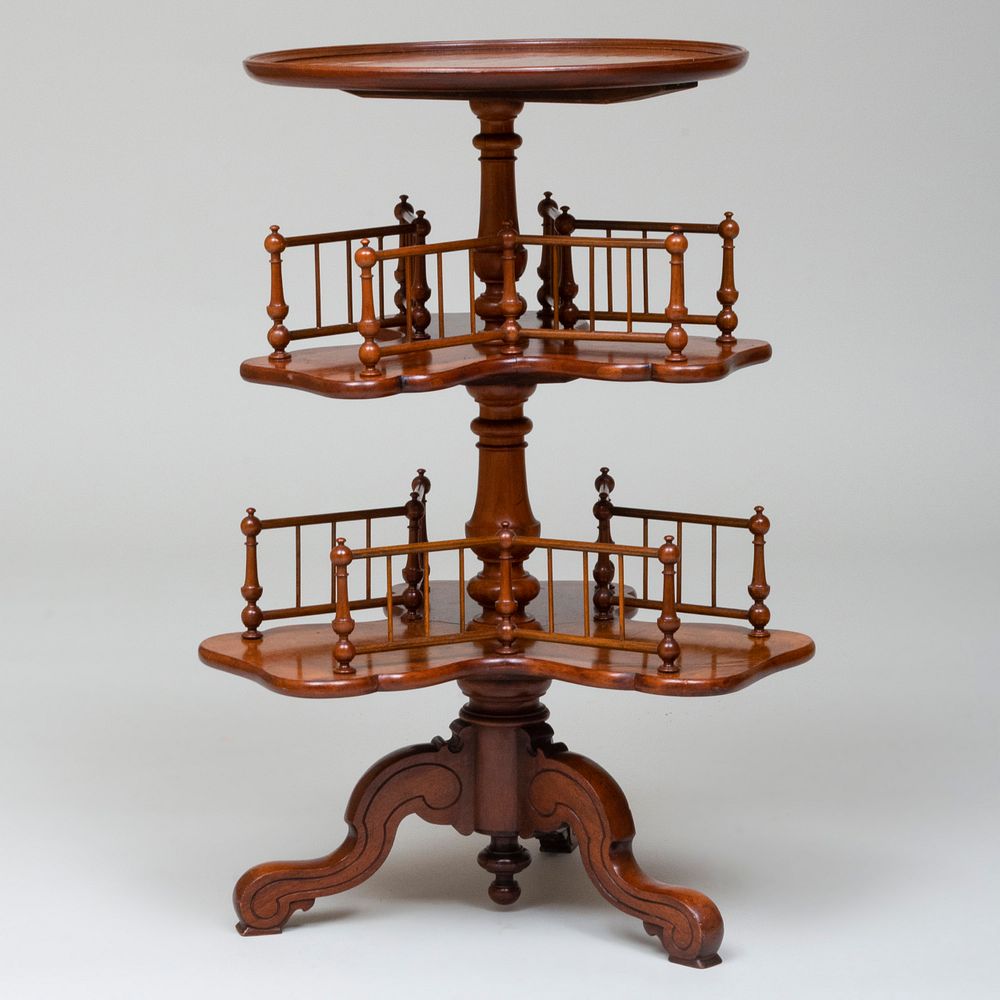 Appraisal: Edwardian Burlwood Library Etagere x in diam Condition Expected wear