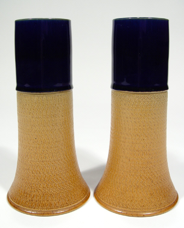 Appraisal: Pair of Royal Doulton stoneware spill vases with impressed and