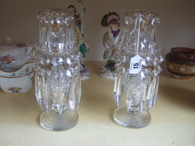 Appraisal: A pair of cut glass lustres th century hung over