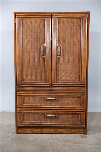 Appraisal: Wood cabinet with wicker doors and gilt brass hardware some