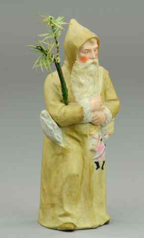 Appraisal: FATHER CHRISTMAS BISQUE CANDY CONTAINER Germany depicted in light beige