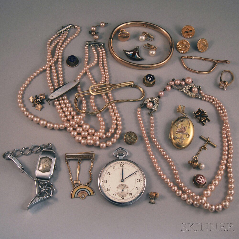 Appraisal: Small Group of Victorian and Costume Jewelry including an open-face