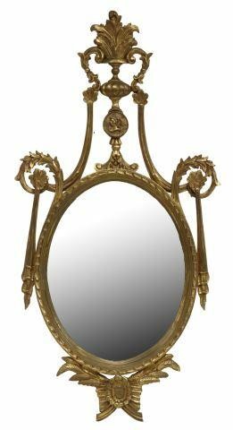 Appraisal: French Louis XVI style giltwood mirror th c scrolling foliates