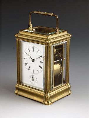 Appraisal: A th century French gilt brass repeating carriage clock with