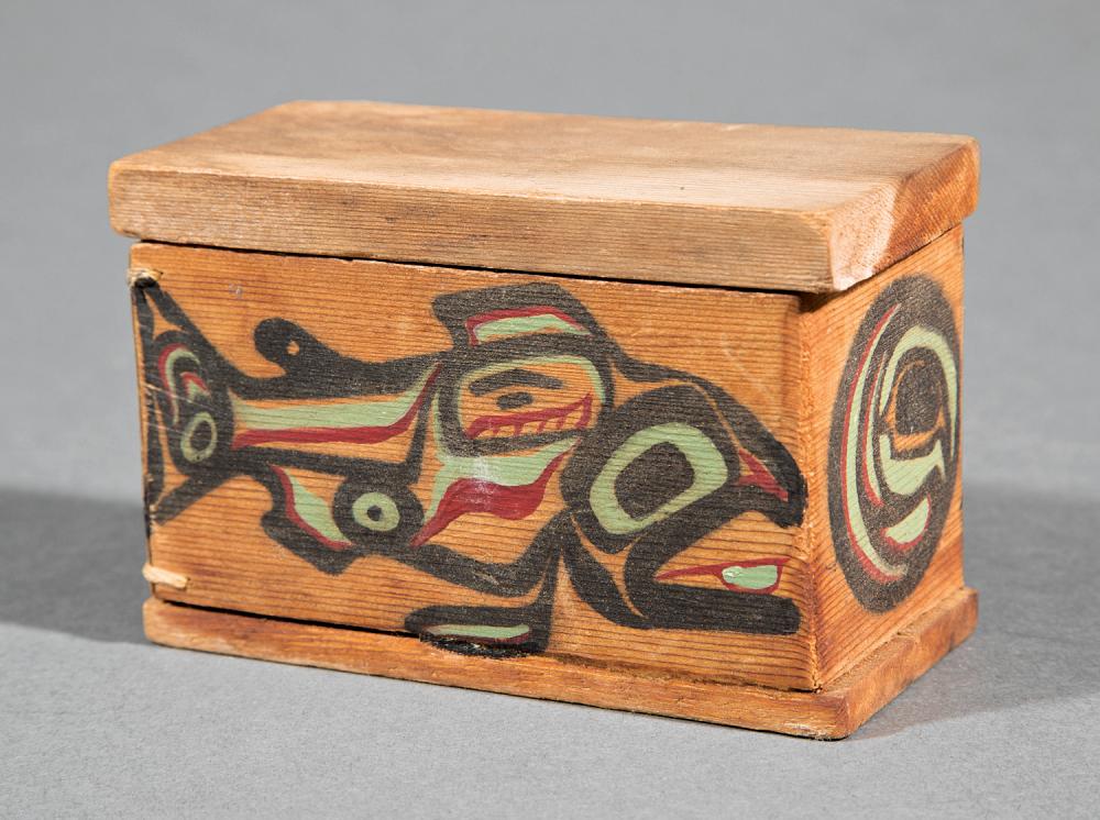 Appraisal: Pacific Northwest Coast Haida or Tlingit Polychrome Painted Bentwood Box