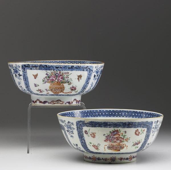 Appraisal: CHINESE EXPORT Pair of bowls with polychrome floral decoration ca