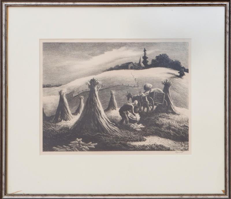 Appraisal: THOMAS HART BENTON - LOADING CORN Lithograph in black on