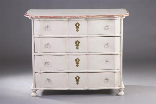 Appraisal: CONTINENTAL BAROQUE STYLE PAINTED CHEST OF DRAWERS early th century