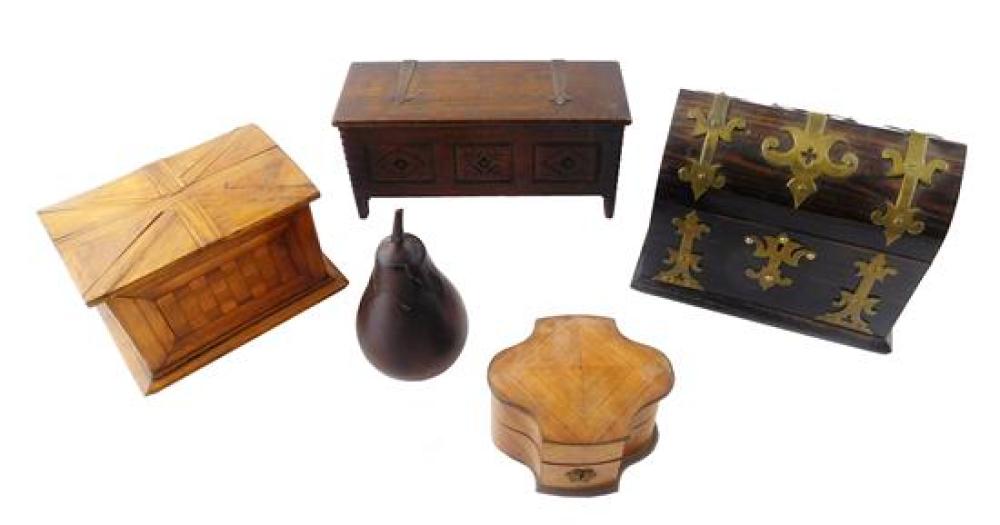 Appraisal: Five wooden boxes late th early th C including Prisoner