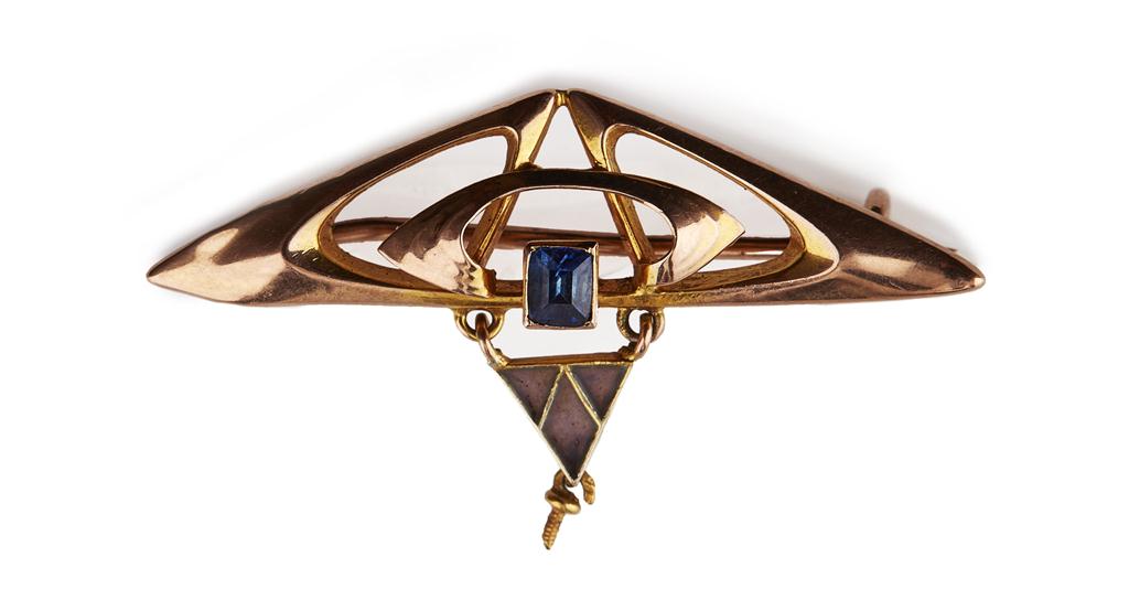 Appraisal: ART NOUVEAU CARAT GOLD BROOCH CIRCA tapered outline of whiplash