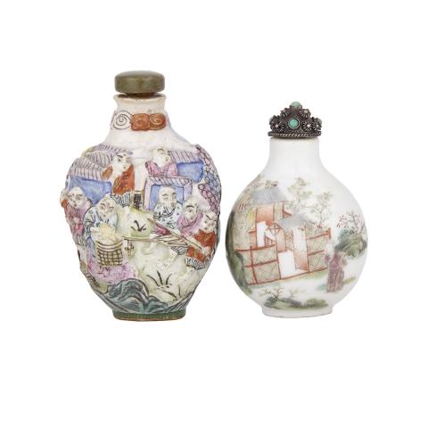 Appraisal: A Famille Rose Snuff Bottle Daoguang Mark and Later TOGETHER