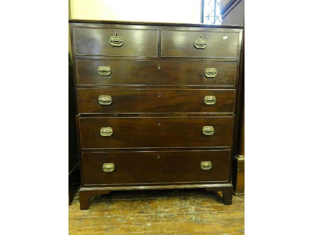 Appraisal: A th century mahogany two sectional chest fitted with an