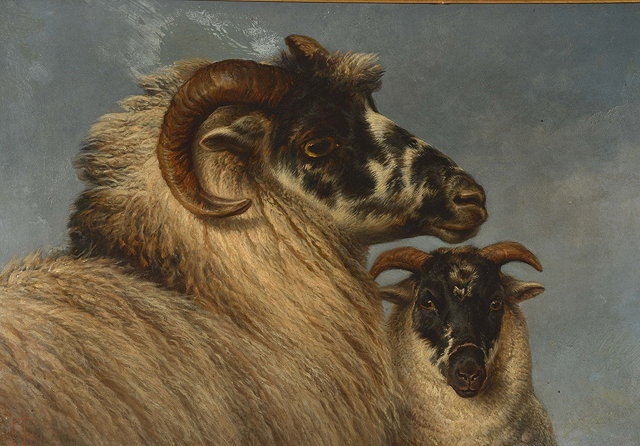 Appraisal: CHARLES 'SHEEP' JONES - Portrait of a ram with companion