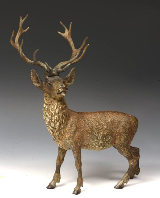 Appraisal: AN AUSTRIAN LARGE COLD PAINTED BRONZE STAG possibly Geshutz cm