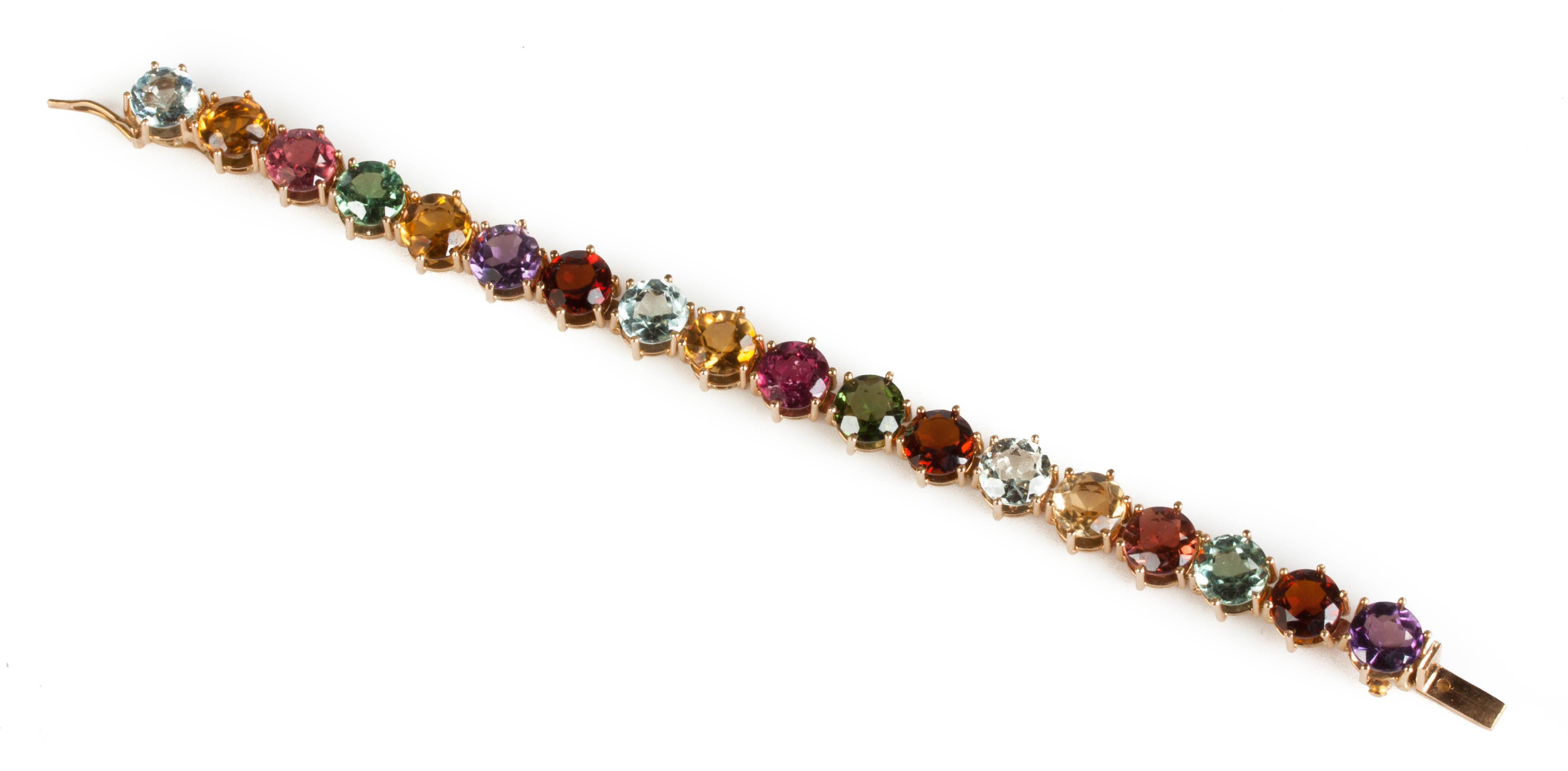 Appraisal: K Gold and Brazilian Colored Stone Mix Bracelet Average mm