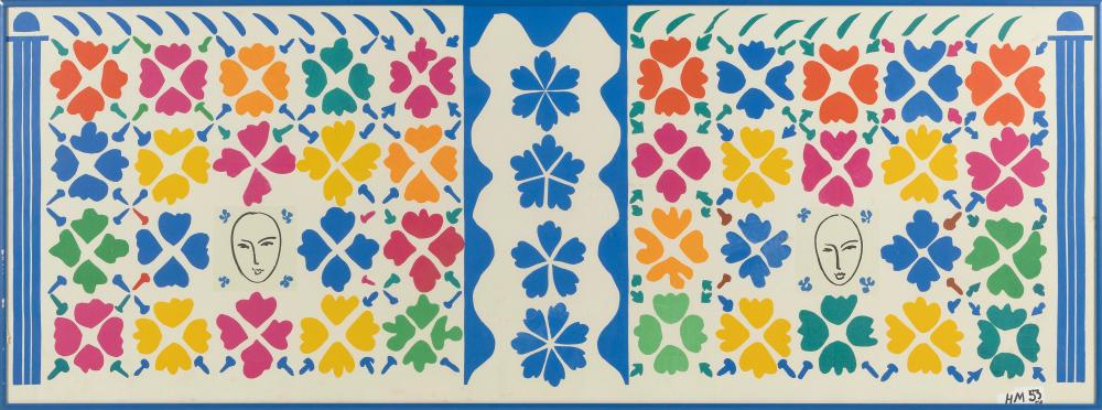 Appraisal: AFTER HENRI MATISSE FRANCE - LARGE DECORATION WITH MASKS COLOR