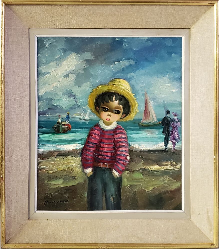 Appraisal: Alfio Bonanno Oil on Canvas Seaside Portrait of a Young