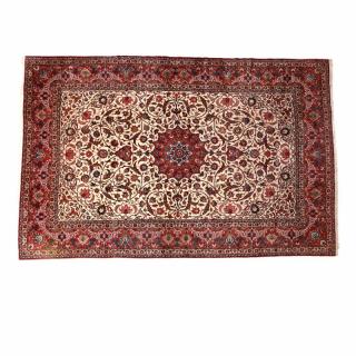 Appraisal: Persian Isfahan Carpet cotton foundation with wool pile the ivory