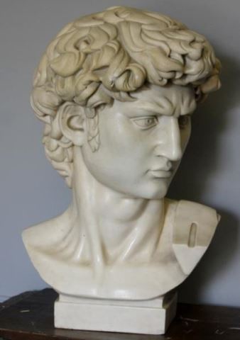 Appraisal: Large Marble Bust of Michaelangelo's David From a Larchmont NY