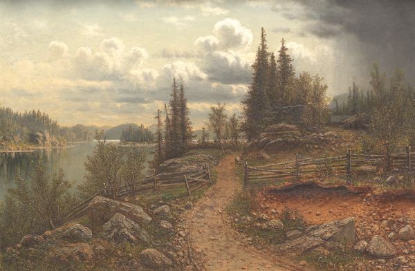 Appraisal: JOHN HAMMERSTAD NORWEGIAN AMERICAN - x Landscape by a river