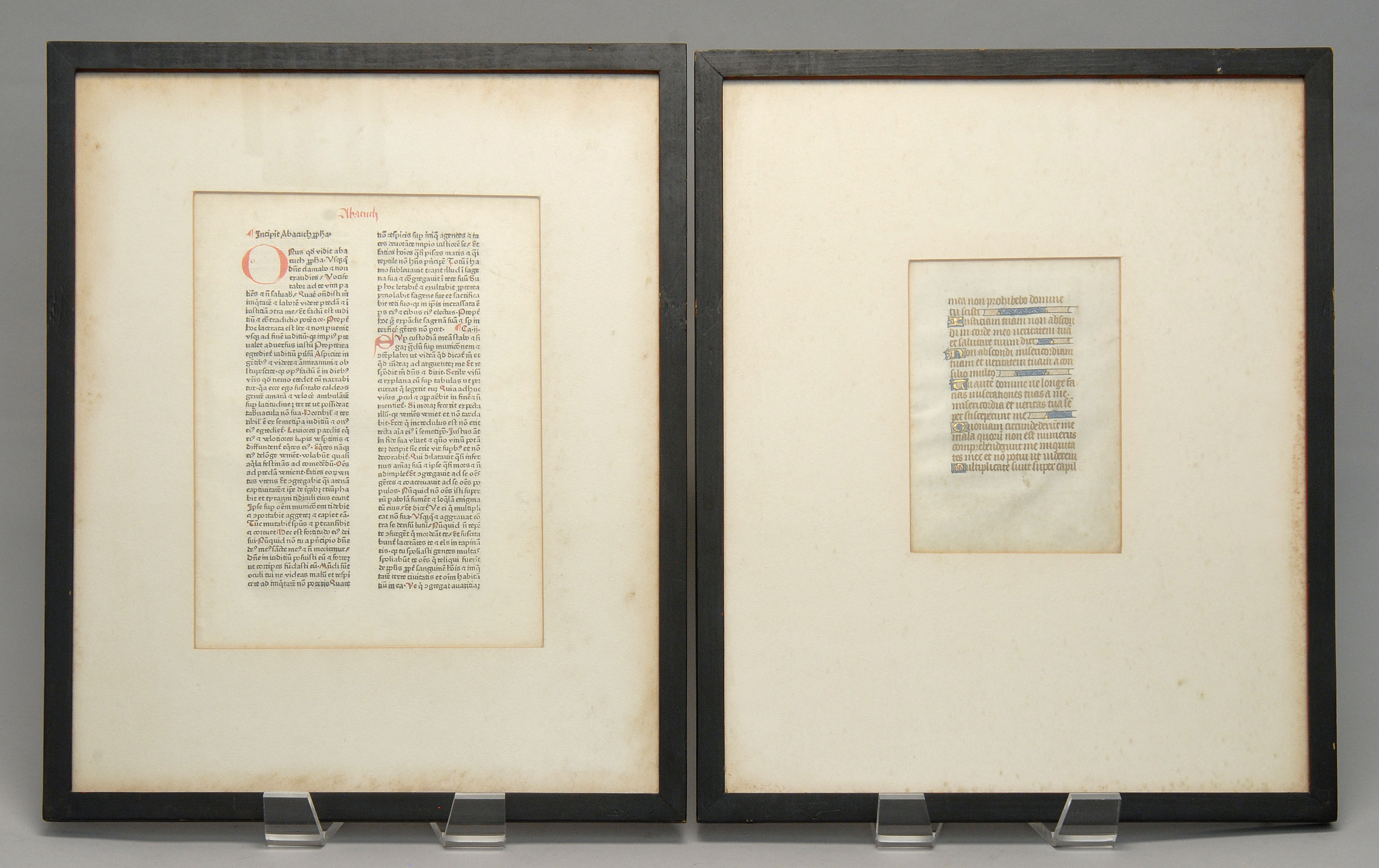 Appraisal: TWO FRAMED PAGES FROM FIFTEENTH SIXTEENTH CENTURY BOOKS Both texts