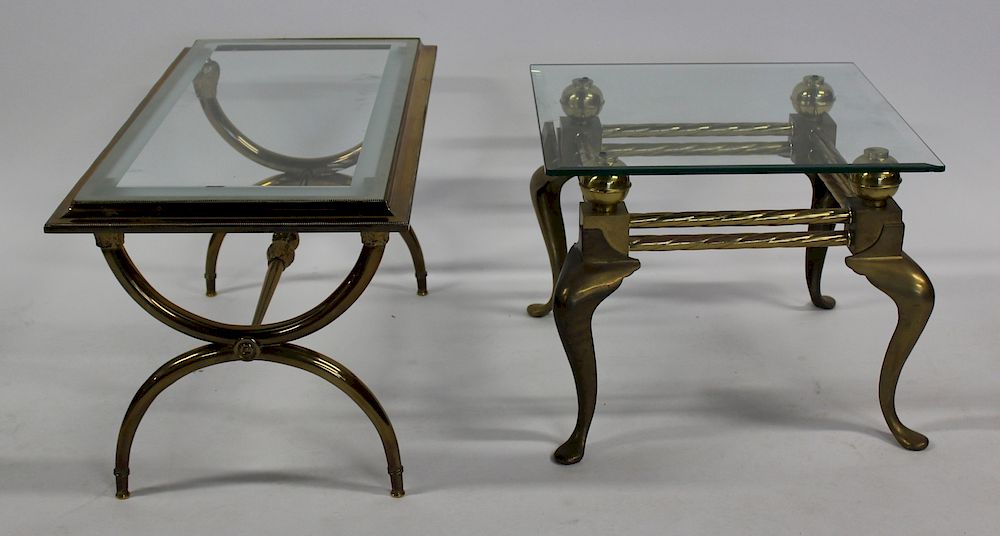 Appraisal: Lot of Brass And Glass Top Coffee Tables Great looker