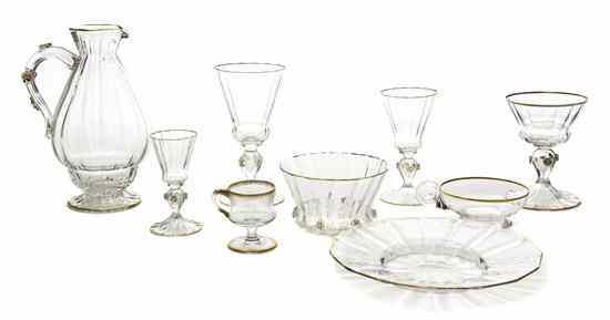 Appraisal: A Set of French Glass Stemware having gilt rims comprising