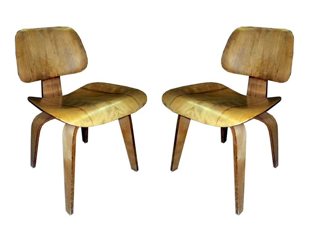 Appraisal: Pair Charles Ray Eames Herman Miller LCW Chairs Guaranteed Authentic