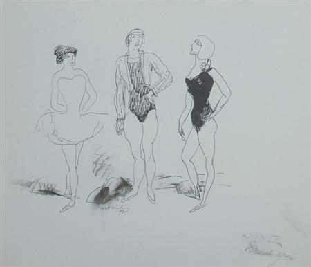 Appraisal: Walt Kuhn American - Three Dancers Conversing and Head and