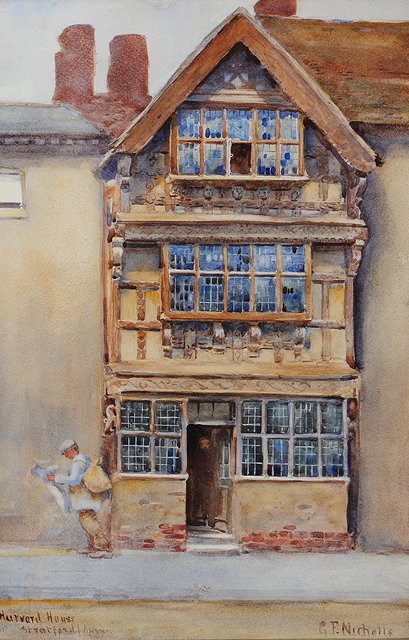 Appraisal: G F NICHOLLS - Harvard House Stratford Upon Avon watercolour