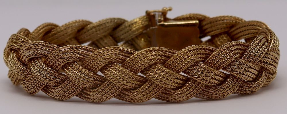 Appraisal: JEWELRY Austrian kt Gold Woven Bracelet Austrian kt yellow gold