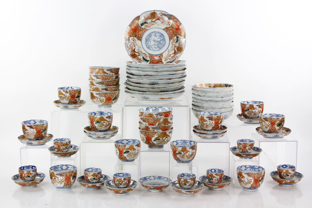 Appraisal: - Japanese Large Collection Large collection of Imari cups bowls