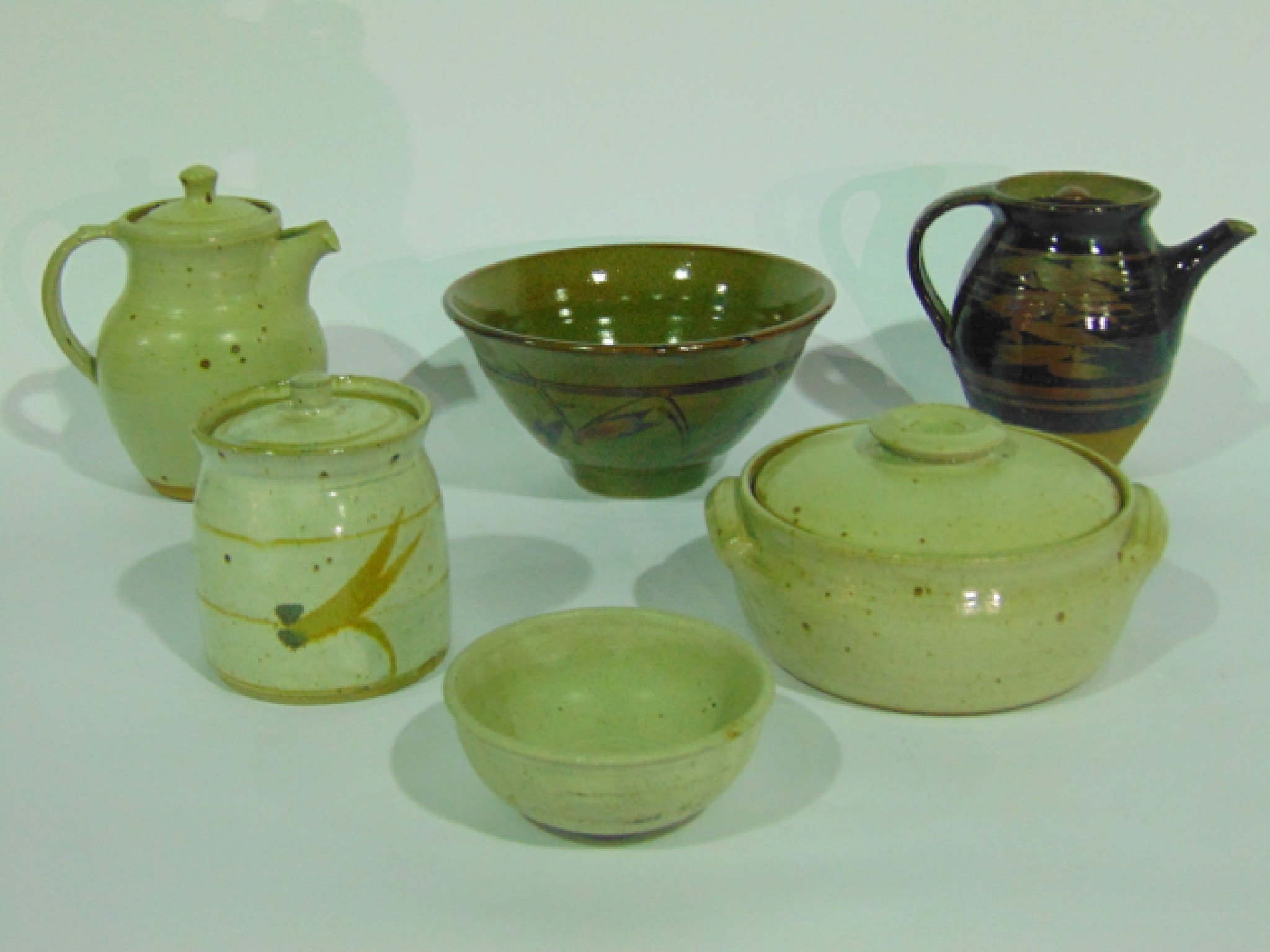 Appraisal: A collection of studio pottery wares including two pieces of