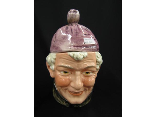 Appraisal: Victorian Figural Majolica Pottery Tobacco Jar man with purple cap