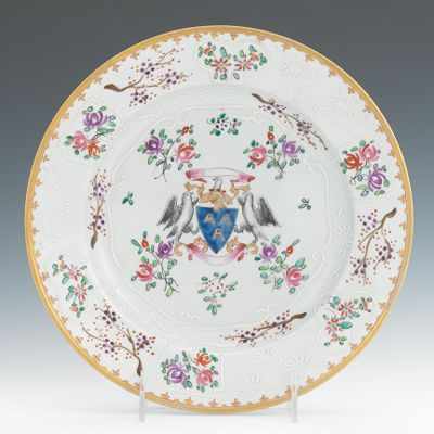 Appraisal: An Armorial Plate Hand decorated export porcelain plate with armorial