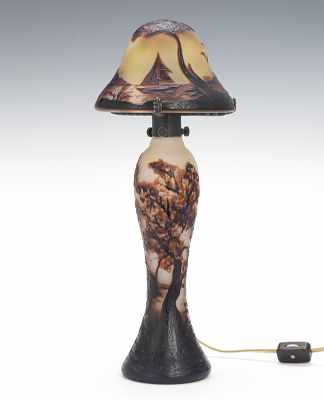 Appraisal: Daum Nancy Cameo Glass Lamp Each piece marked Daum Nancy