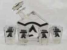 Appraisal: A cut glass Art Deco decanter and six shot glasses