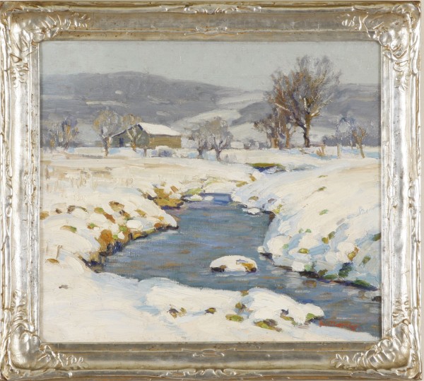 Appraisal: Winter landscape oil on canvas x SLR Artist American -