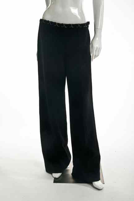 Appraisal: PAIR CHANEL BLACK SILK TROUSERS Spring size The waistband with