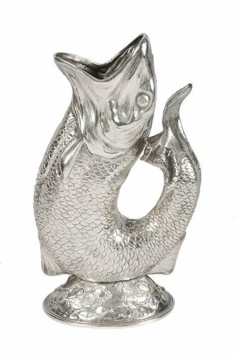 Appraisal: A late th century German silver fish 'gurgle' jug by