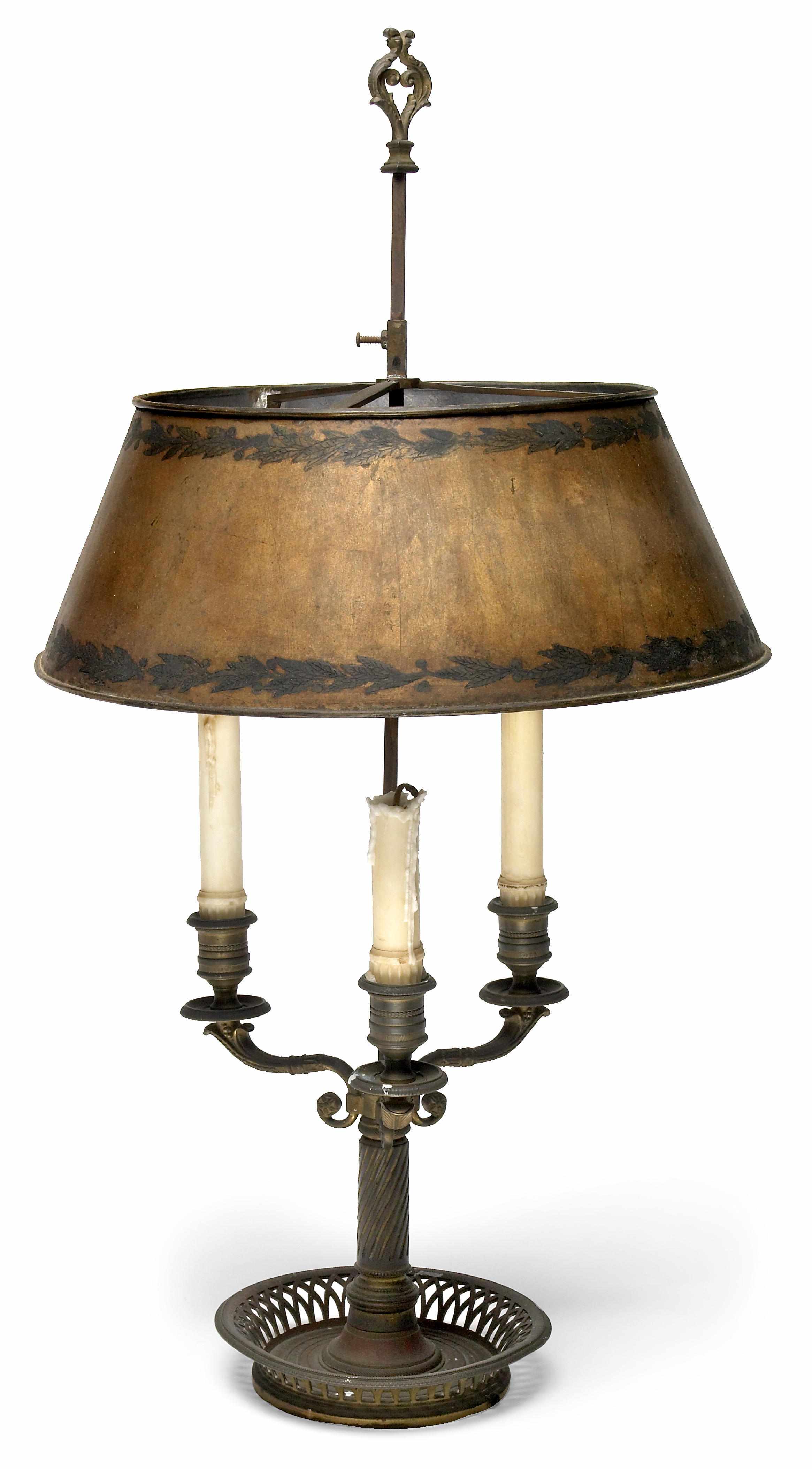 Appraisal: A Louis XVI style gilt bronze and tle bouillotte lamp