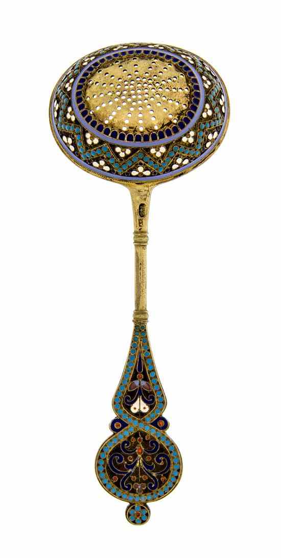 Appraisal: A Russian Enameled Silver Teaspoon Moscow with assay mark for