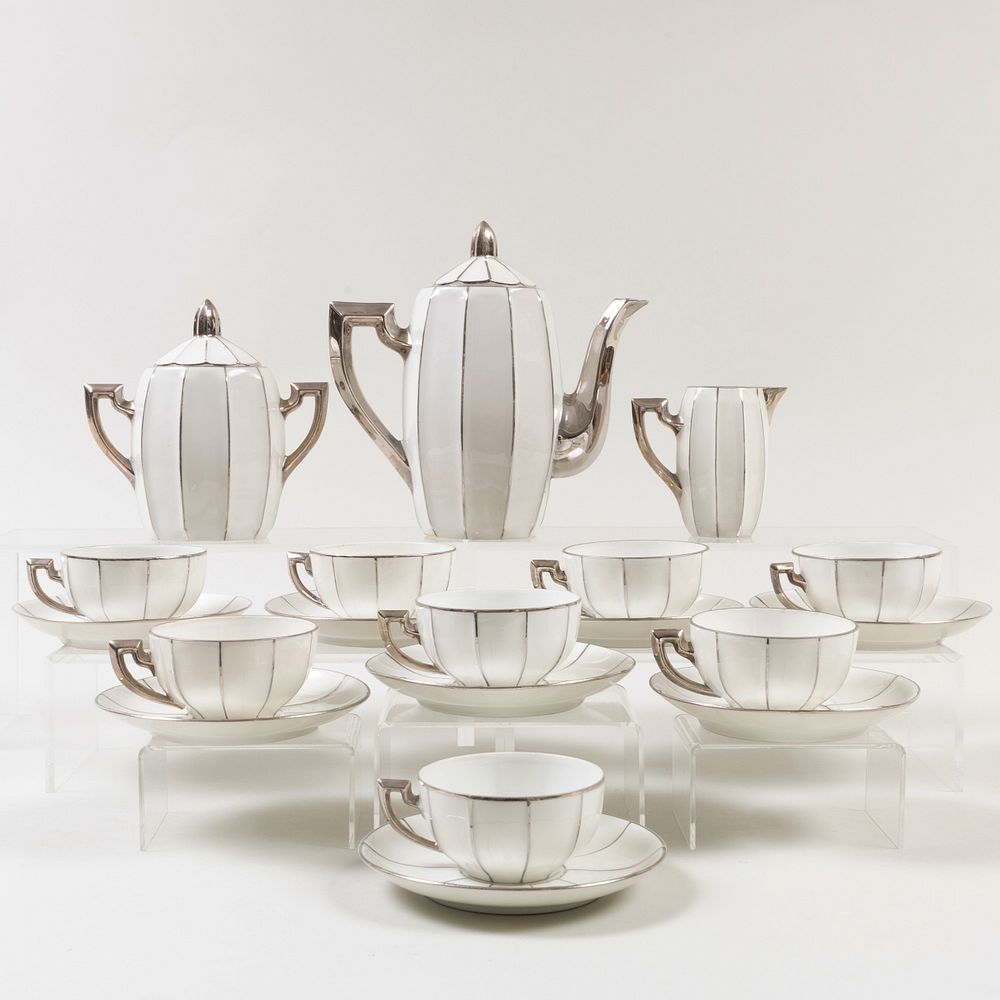 Appraisal: France Art Deco Style Porcelain Tea Service Impressed 'MS' Comprising