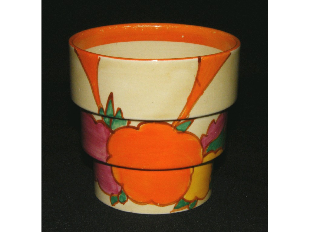 Appraisal: Clarice Cliff 'Fruit Burst' Fantasque Bizarre stepped vase shape high