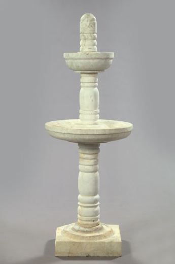 Appraisal: Antique White Marble Two-Tiered Bird Bath ca having two circular