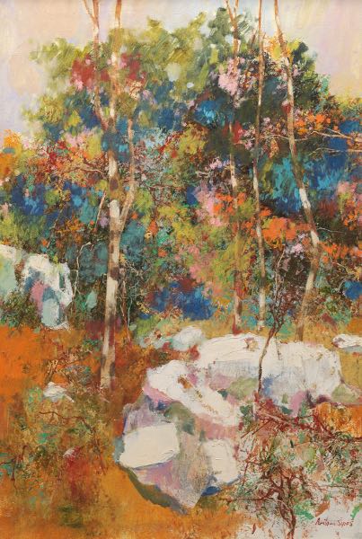 Appraisal: ANTON SIPOS YUGOSLAVIAN B x Impressionistic landscape depicting trees and