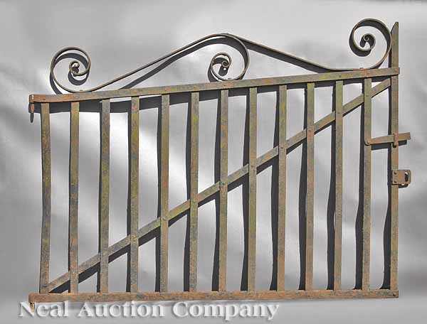 Appraisal: A Pair of Antique Iron Carriage Gates th c incorporating