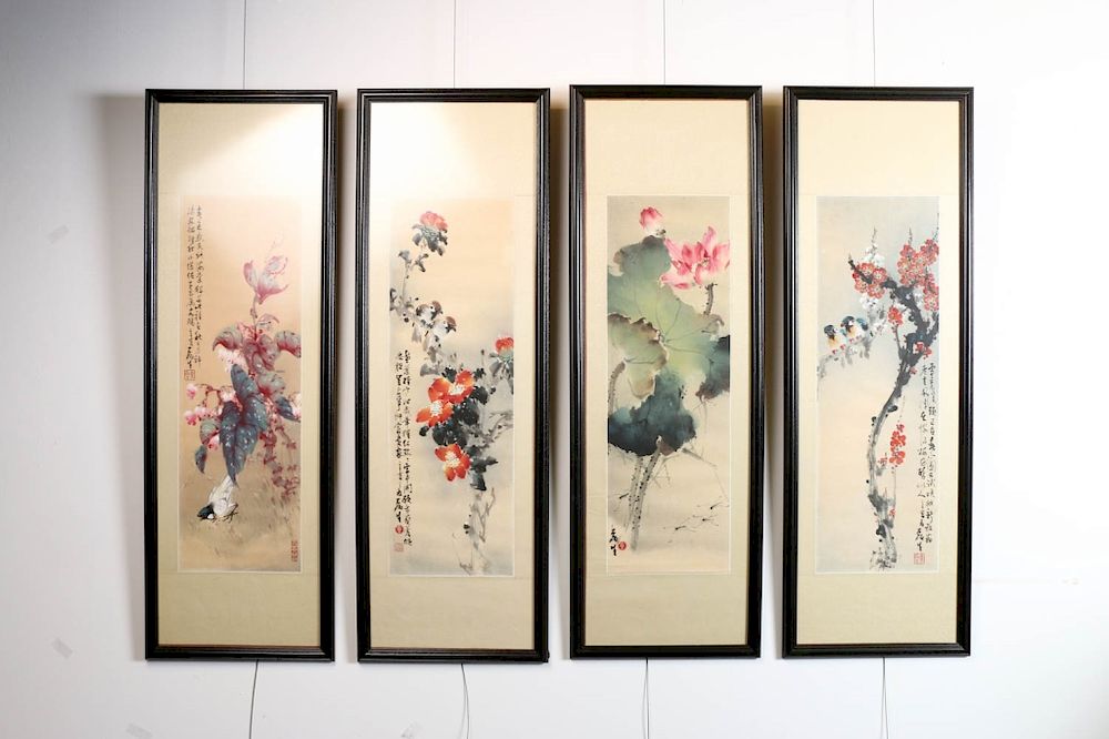 Appraisal: HUANG LEISHENG - FLOWER AND BIRD Comprising of four paintings